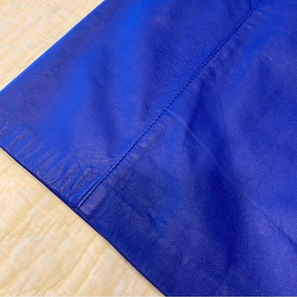 Vintage 90s Y2k COMINT Royal Blue Leather Mini Skirt S 27” - Picture 4 of 10